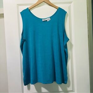 Liz Baker Women’s Teal Blue Tank Top Sz 3X Stretch 90% Polyester/ 10% Spandex